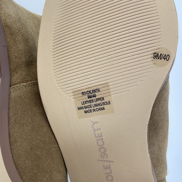 Sole Society Womens 9M Calanth Tobacco Brown Slouchy Suede Mid Calf Pull Boots - Picture 6 of 10